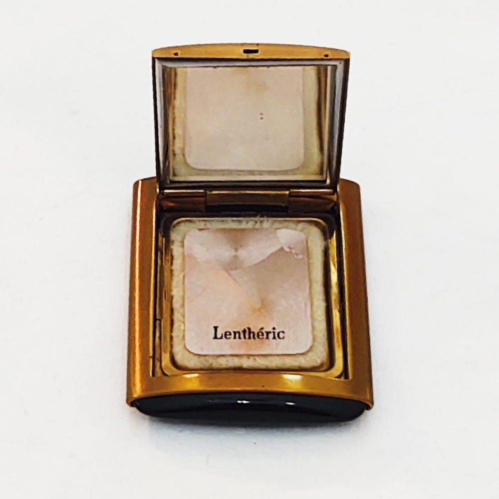 Rare Vintage Lentheric France Black Art Deco Enamel Compact - Picture 4 of 6